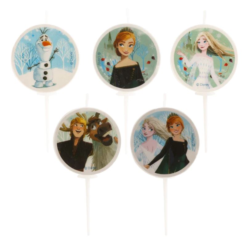 3er Set Frozen Tortenaufleger, Kuchen- und Muffinaufstecker & Kerzen
