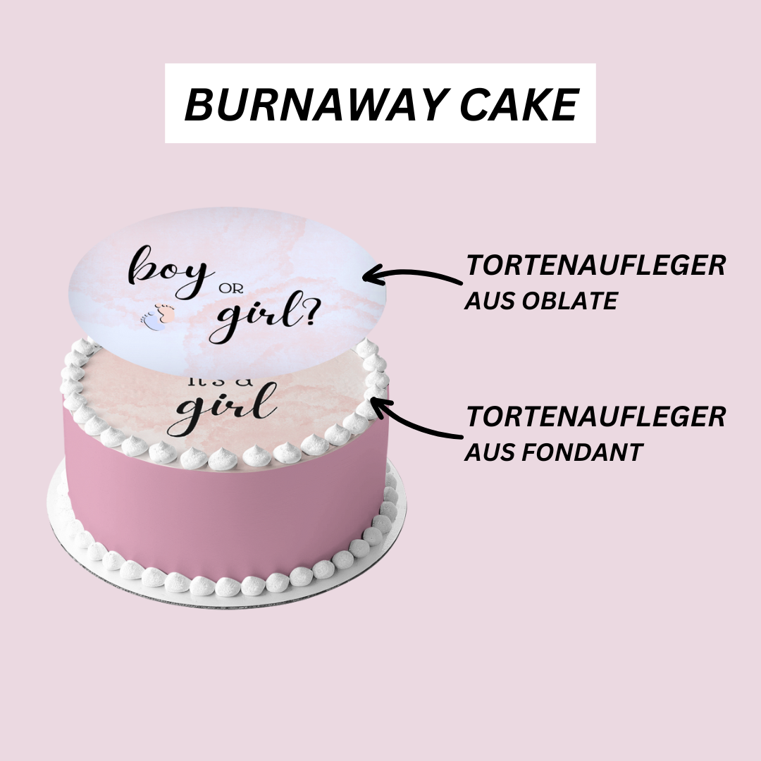 Burnaway Cake Set - Tortenaufleger Gender Reveal