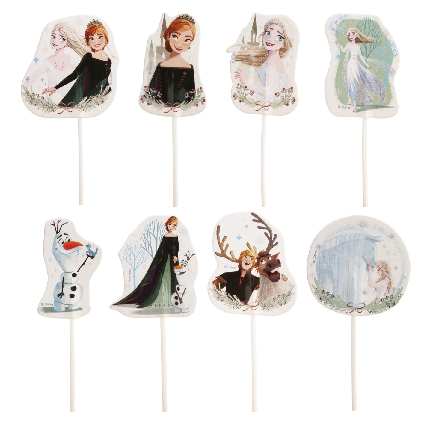 3er Set Frozen Tortenaufleger, Kuchen- und Muffinaufstecker & Kerzen