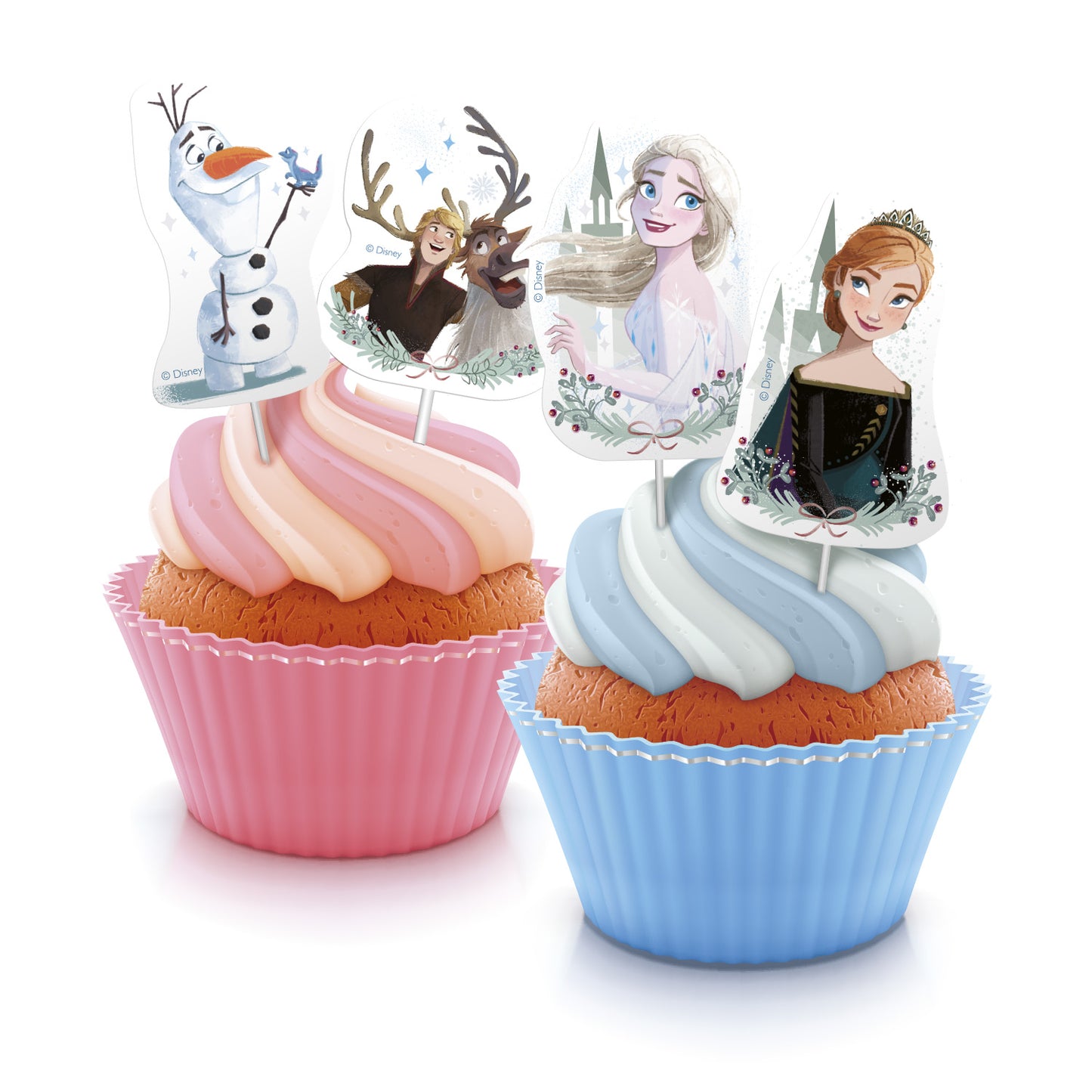 3er Set Frozen Tortenaufleger, Kuchen- und Muffinaufstecker & Kerzen