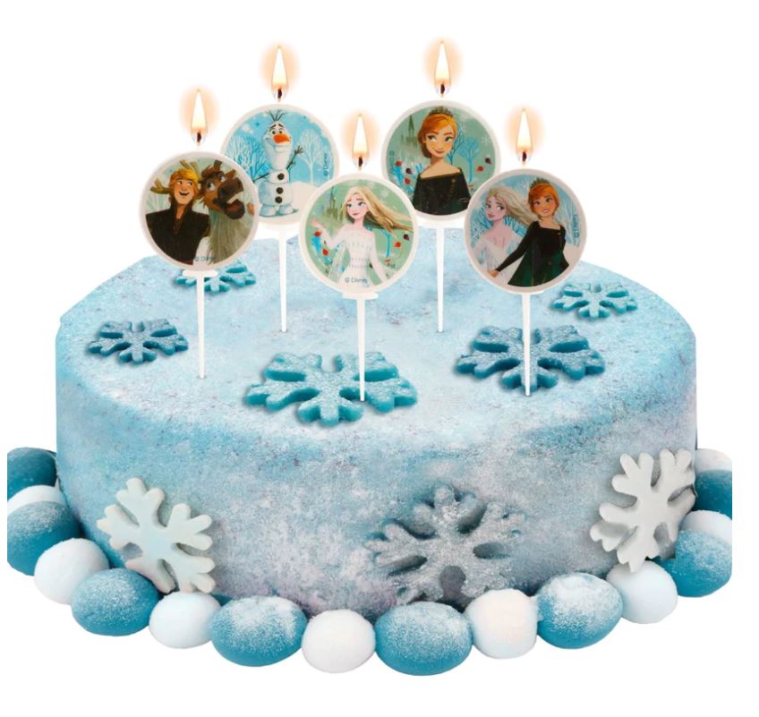 3er Set Frozen Tortenaufleger, Kuchen- und Muffinaufstecker & Kerzen