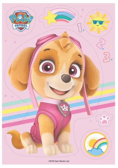 3er Set Paw Patrol Skye Tortenaufleger, Syke Kerze & Tortenaufleger