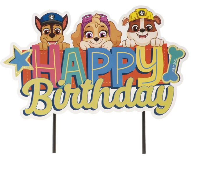 3er Set Paw Patrol Tortenaufleger, Kerzen & Cake Topper