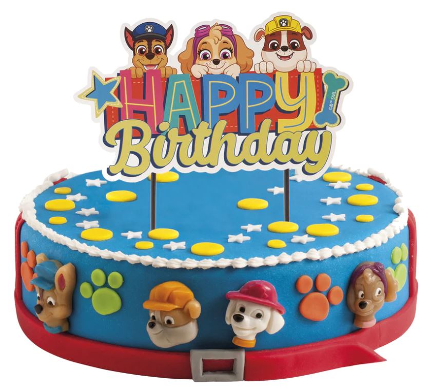 3er Set Paw Patrol Tortenaufleger, Kerzen & Cake Topper