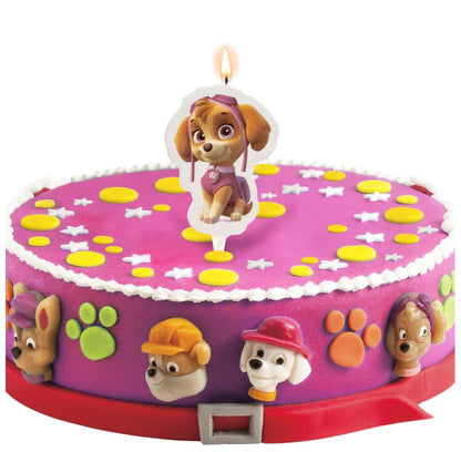 3er Set Paw Patrol Skye Tortenaufleger, Syke Kerze & Tortenaufleger