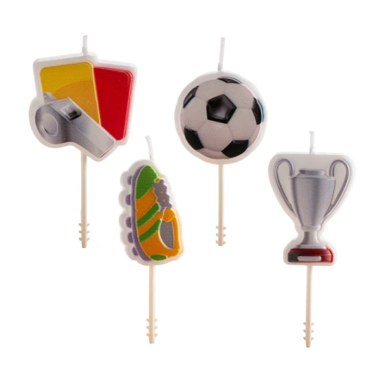 3er Set Fußball Tortenaufleger, Muffinaufleger & Kerzen