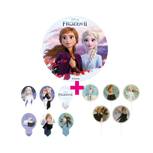 3er Set Frozen Tortenaufleger, Muffinaufstecker & Kerzen