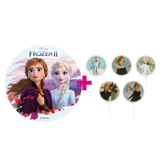 2er Set Frozen Tortenaufleger & Kerzen