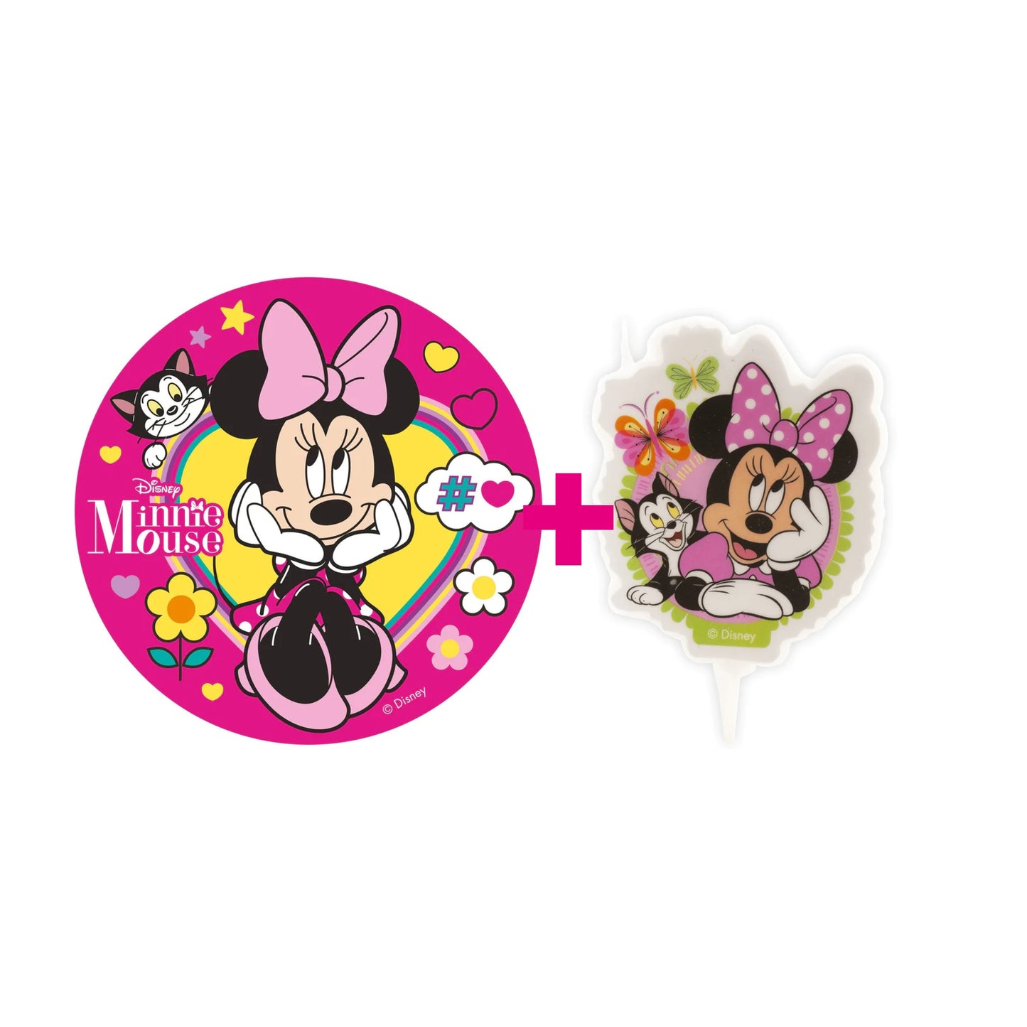 2er Set Minnie Mouse Tortenaufleger & Kerze