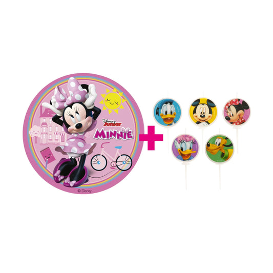 2er Set Minnie Mouse Tortenaufleger & Kerzen