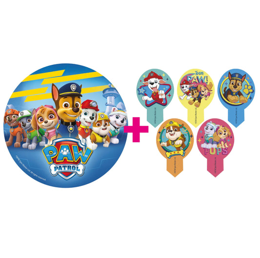 2er Set Paw Patrol Tortenaufleger & Muffinaufstecker