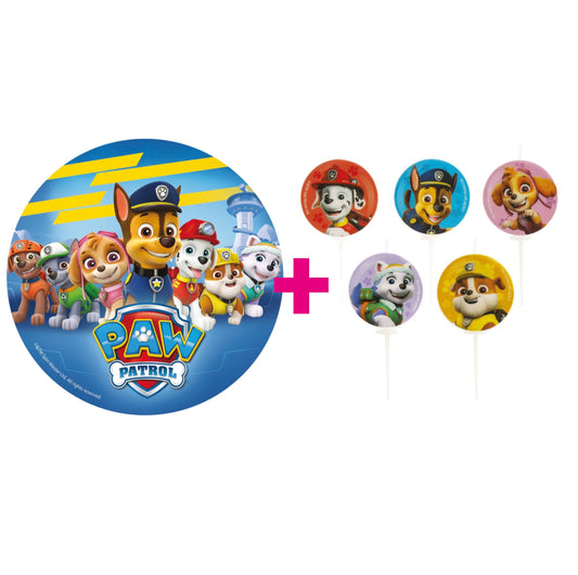 2er Set Paw Patrol Tortenaufleger & Kerzen