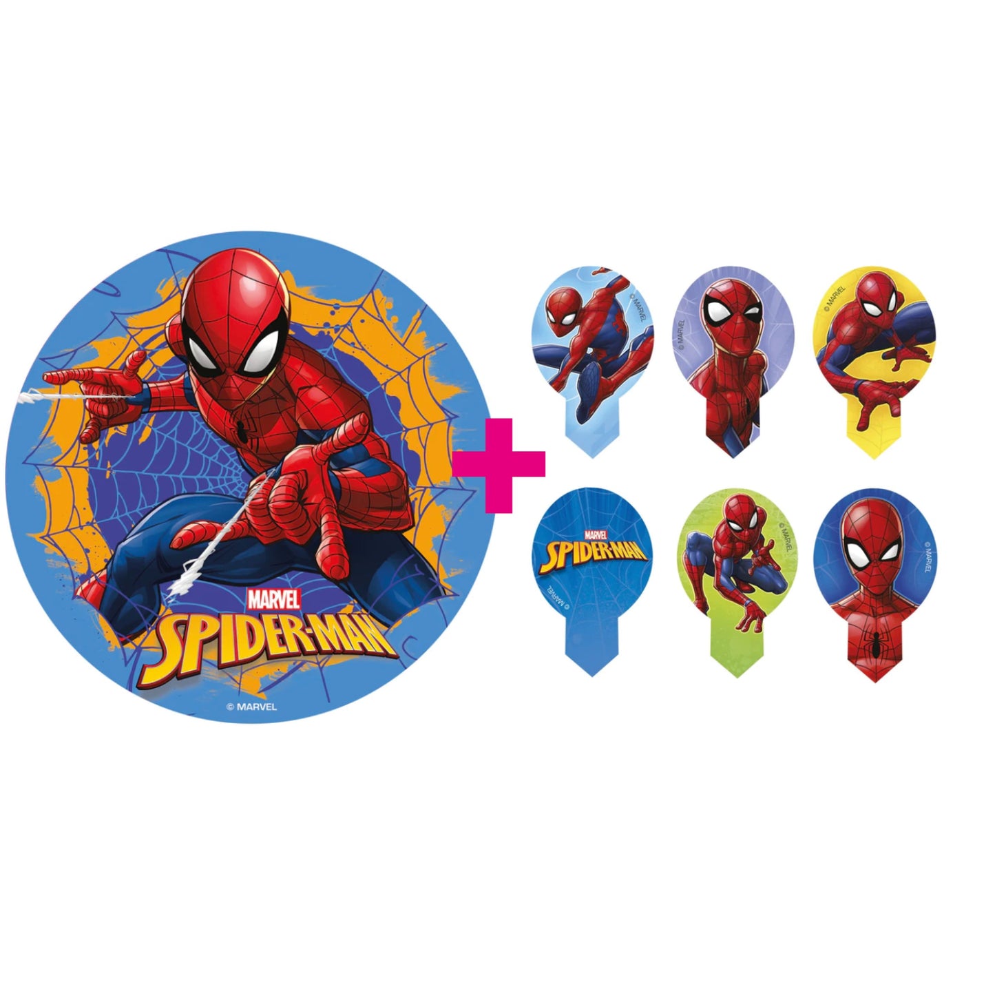 2er Set Spiderman Tortenaufleger & Muffinaufstecker