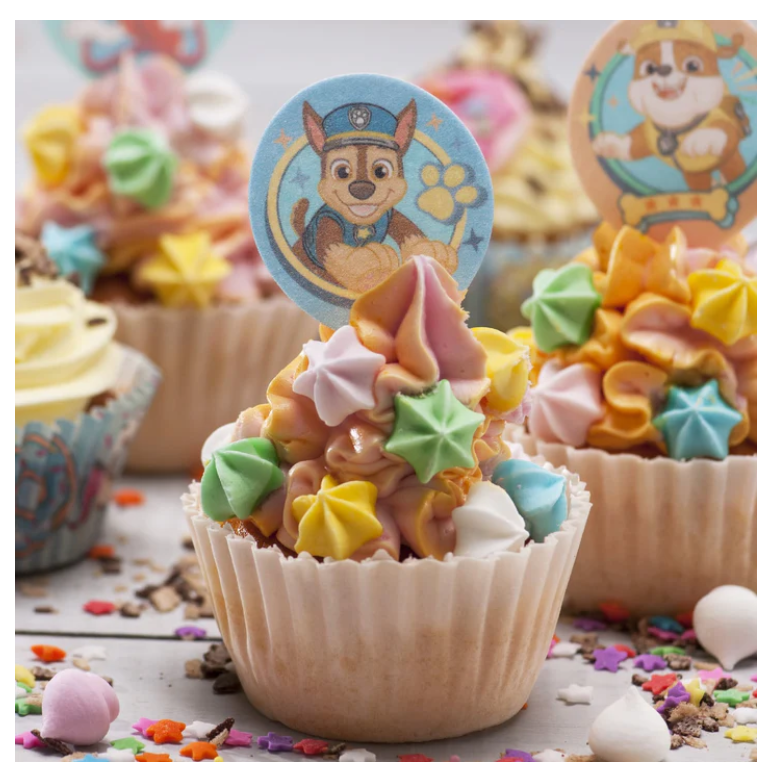 3er Set Paw Patrol Tortenaufleger, Muffinaufstecker & Kerzen